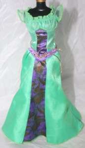   green & purple paisley dress gold bow lace sleeves gown long  