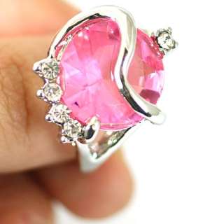   Adorable Pink Primp Gemstone 10K GP CZ Cooktail Ring Handmade New