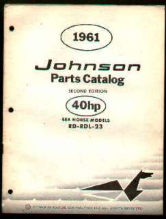 Johnson RD RDL 23 40 HP Boat Motor P Catalog 1961  