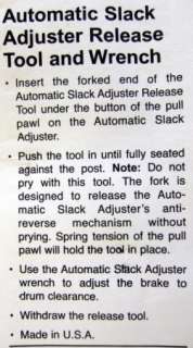 Automatic Slack Adjuster Release Tool & Wrench Set  
