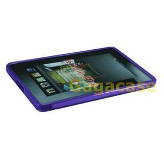 Purple  Kindle Fire TPU Gel Case Skin Cover + Anti Galre Screen 