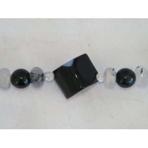  Black Glass Beaded Beads Bracelet 