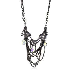  Betsey Johnson Iconic Violet Crystal Heart Multi Chain 