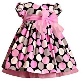  Bonnie Jean Toddler Girls Pink Polka Dot Puffed Cap Sleeve 