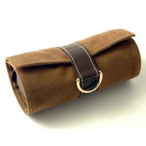  Faux Suede and Leather Jewel Roll in Brown