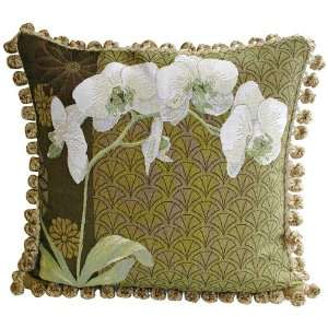 Orchids on Green II Throw Pillow 