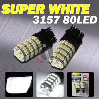 2X WHITE 3157 SMD 80 LED CAR BRAKE BLINKER LIGHT BULBS  