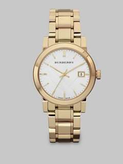 Burberry   Check Stamped Stainless Steel Watch/Goldtone