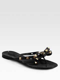 Valentino   Rockstud Studded Thong Bow Jelly Flip Flops    