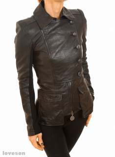 New PATRIZIA PEPE Flap Pocket Leather Jacket 46/M  