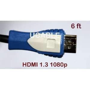  HDMI Cable 6 Ft Male to Male 1.3b 1080 Blue Head, HDTV 