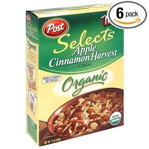 Post Organic Selects Apple Cinnamon Harvest, 12 Ounce Boxes (Pack of 6 