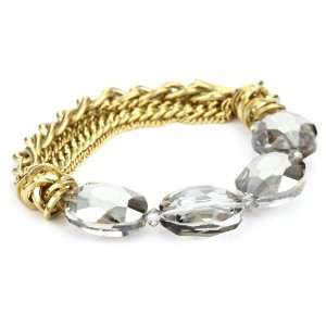 Kenneth Cole New York Glam Silver & Gold Faceted Stone Half Stretch 
