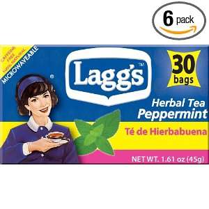 Laggs Tea Peppermint Tea, 30 Count Tea Bags (Pack of 6)  