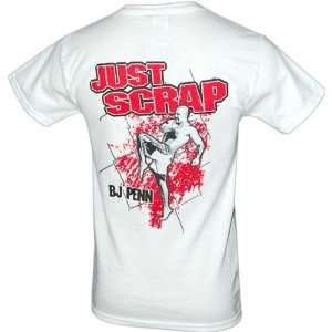 Cage Fighter BJ Penn Just Scrap Knee White T Shirt (SizeM)  