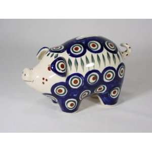  Polish Pottery Piggy Bank Peacock wz905 8