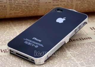   Black Brushed Metal Aluminum/Chrome Hard Case Cover For Iphone 4 4G/4S