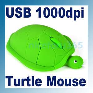 New Cute Turtle USB 3D Optical Mice Mouse 1000dpi For PC Laptop Green 