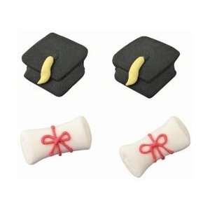 Wilton Royal Icing Decorations Graduation Cap & Scroll; 4 Items/Order 