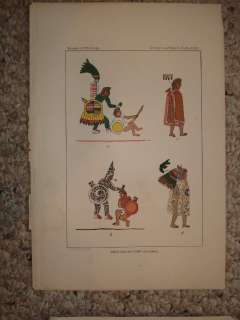 ANTIQUE MEXICAN MEXICO INDIAN MILITARY DRAWING PRINT NR  