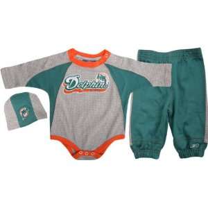  Miami Dolphins Infant Long Sleeve Creeper Pant and Skull 