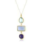 wendy mink rajasthan triple blue drop bezel necklace $ 198