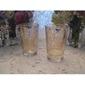  Drinking Glasses Decorated with Pure Gold, Set of 6 Made in Italy 