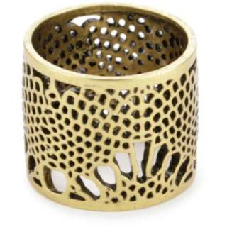 Lucky Brand So Cal Gold Tone Openwork Lace Band Ring   designer 