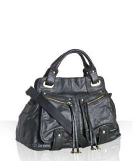 BCBGMAXAZRIA charcoal leather Femme Fatale medium satchel   