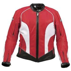 Joe Rocket Trixie Ladies Leather Motorcycle Jacket Red/White/Black 
