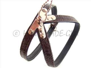 Small Genuine Leather Dog Cat Harness BLACK BROWN RED  