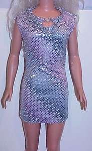My Size Barbie Gray & Mauve/Pink Dress with Silver Butterfly Keyhole 