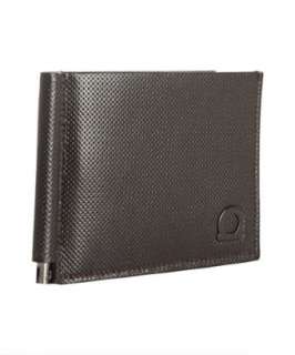Ferragamo hickory leather money clip card wallet   