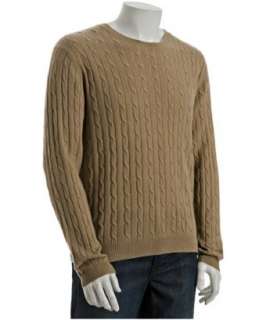 Harrison camel cable knit cashmere crewneck sweater   up to 70 