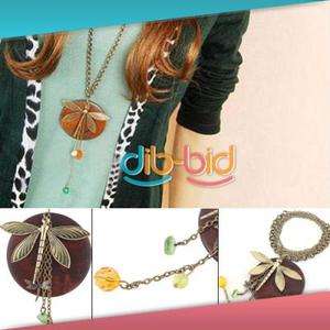  Charming New Lovely Style Wood Dragonfly Pendant Necklace Hot Gift