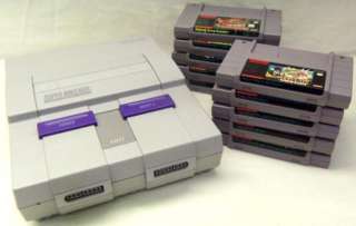 Super Nintendo SNES System Console Complete + 10 Games + 2 Controllers 