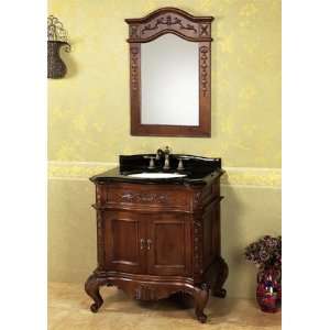   Top and Backsplash Ceramic Sink and Matching Mirror Antique White
