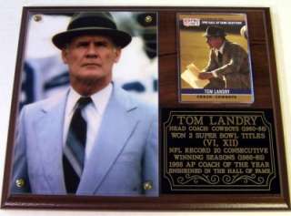 Tom Landry Dallas Cowboys Legend HOF Photo Plaque  