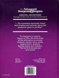 AD&D D&D Players Handbook ORIENTAL ADVENTURES 2018 VF TSR Dungeons 