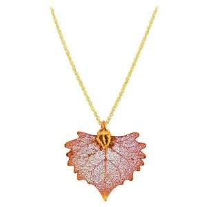   Copper Plated Cottonwood Leaf Pendant Necklace Rolo Chain 18 Jewelry