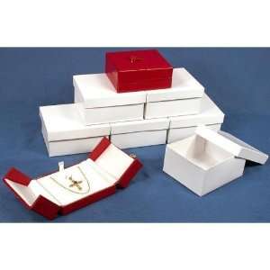  6 Pendant Necklace Boxes Red Leather Gift Case Display 