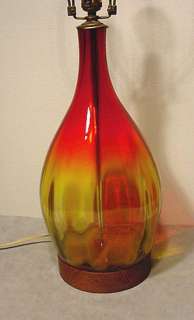   Vintage 42 Tall Orange Amberina Glass Eames Retro Blenko Lamp Light