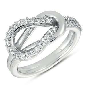    14k .31 Dwt Diamond White Gold Love Knot Ring   JewelryWeb Jewelry