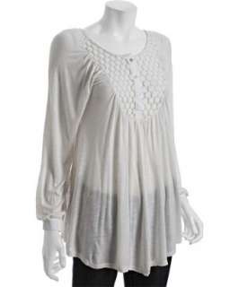 Rebecca Beeson natural cotton jersey crochet peasant top   up 