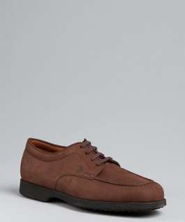 Tods brown suede moc toe oxfords