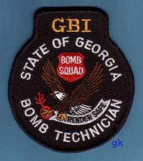 GEORGIA STATE GBI BOMB SQUAD TECHNICIAN POLICE PATCH  