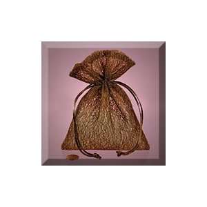   Brown Mesh W/Organza Lining Fabric Bag