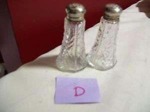 STERLING SILVER CUT CRYSTAL USA SALT & PEPPER SHAKERS *  