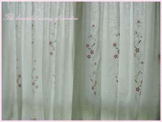ONE Embroidered Pink Flower Trail Crochet Lace Curtain  