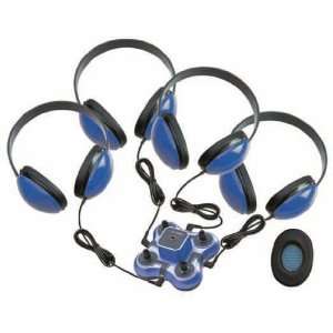  Mini Stereo Jackbox with Four 2800 Headphones, Blue 